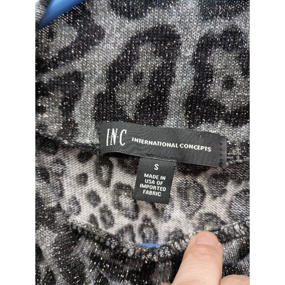 INC International Concept Womens Sweater Small Animal Print Metallic Mock Neck - Picture 4 of 8